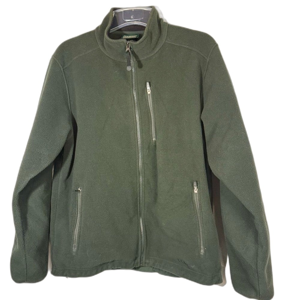 Lands' End Forest Green Fleece Jacket size M Reg polartek